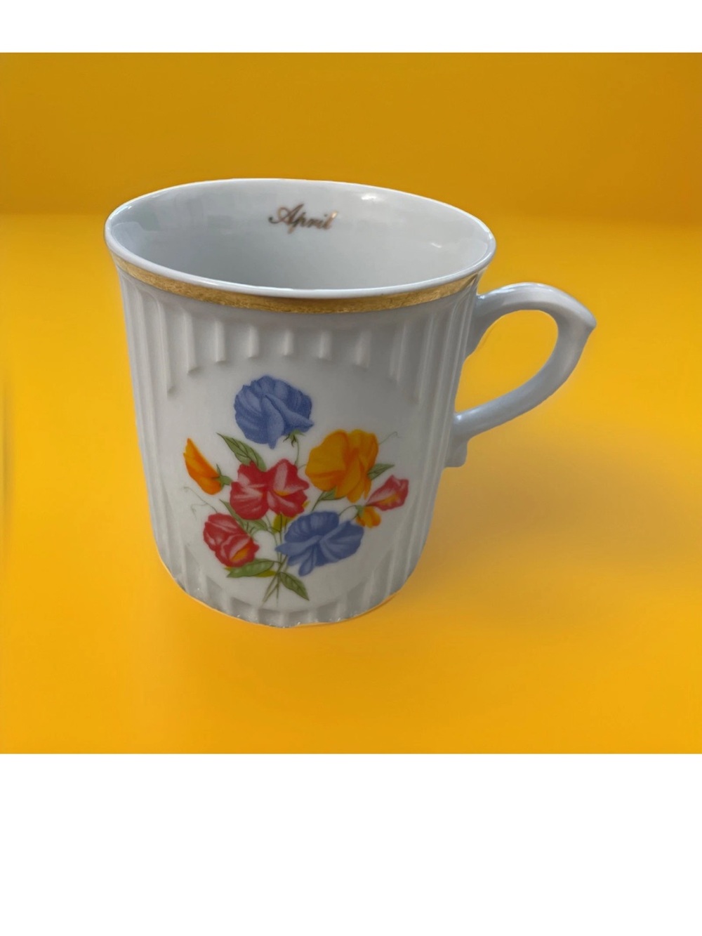 Original Bohemia Flower Of The Month APRIL SWEET PEA Coffee Mug Cup Czech